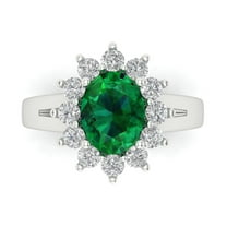 Halo Engagement Ring for Women - 2.72ct Simulated Emerald in 18K White Gold Promise Ring