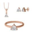 thumbnail image 1 of 2.72 Ct Trillion Moissanite 925 Sterling Silver Rose Vermeil Solitaire Women Ring Pendant Earring Set, 1 of 5