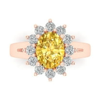 Halo Engagement Ring for Women - 2.72ct Simulated Yellow Diamond in 18K Rose Gold Promise Ring