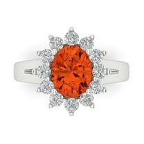 Halo Engagement Ring for Women - 2.72ct Simulated Red Diamond in 18K White Gold Promise Ring