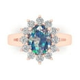 thumbnail image 1 of 2.72 ct Oval Cut Blue Moissanite Halo Engagement Ring for Women in 18K Rose Gold, 1 of 5
