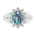 thumbnail image 1 of 2.72 ct Oval Cut Blue Moissanite Halo Engagement Ring for Women in 18K White Gold, 1 of 5