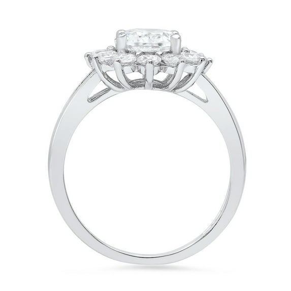2.72 ct Oval Cut Moissanite Halo Engagement Ring for Women in 18K White Gold