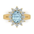 thumbnail image 1 of Clara Pucci 14K Yellow Gold 2.72ct Aquamarine Halo Ring for Women, 1 of 7