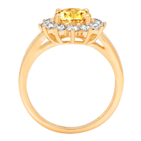2.72 ct Oval Cut Natural Citrine Halo Engagement Ring for Women in 18K Yellow Gold