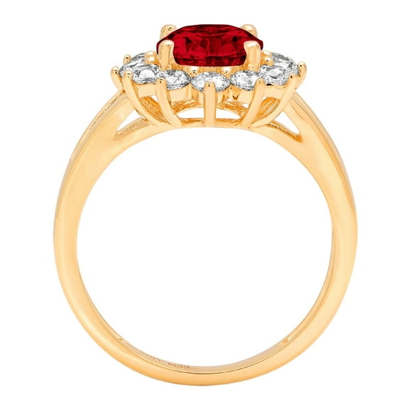 2.72 ct Oval Cut Natural Garnet Halo Engagement Ring for Women in 14K Yellow Gold