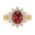 thumbnail image 1 of Clara Pucci 14K Yellow Gold Solid Gold Garnet Halo Anniversary Ring for Women - 2.72 cttw Oval Cut, 1 of 7