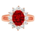 thumbnail image 1 of 2.72 ct Oval Cut Natural Garnet with Simulated Diamond Halo Accents 18K Rose Gold Womens Engagement Ring, 1 of 3