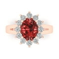 thumbnail image 1 of 2.72 ct Oval Cut Natural Garnet with Simulated Diamond Halo Accents 18K Rose Gold Womens Engagement Ring, 1 of 5