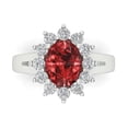 thumbnail image 1 of 2.72 ct Oval Cut Natural Garnet with Simulated Diamond Halo Accents 18K White Gold Womens Engagement Ring, 1 of 5