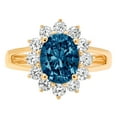 thumbnail image 1 of 2.72 ct Oval Cut Natural London Blue Topaz with Simulated Diamond Halo Accents 18K Yellow Gold Womens Engagement Ring, 1 of 6