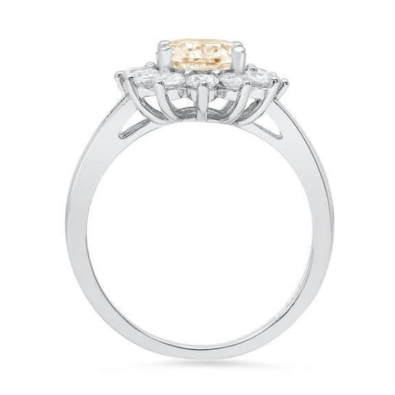 2.72 ct Oval Cut Natural Morganite Halo Engagement Ring for Women in 18K White Gold