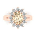 thumbnail image 1 of 2.72 ct Oval Cut Natural Morganite with Simulated Diamond Halo Accents 18K Rose Gold Womens Engagement Ring, 1 of 5