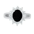 thumbnail image 1 of 2.72 ct Oval Cut Natural Onyx with Simulated Diamond Halo Accents 14K White Gold Womens Engagement Ring, 1 of 6