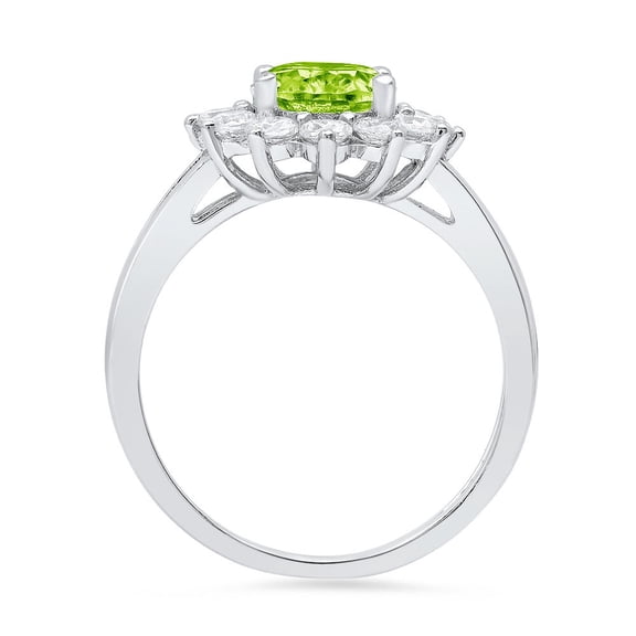 2.72 ct Oval Cut Natural Peridot Halo Engagement Ring for Women in 18K White Gold