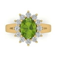 thumbnail image 1 of 2.72 ctw with Simulated Diamond Halo Accents Anniversary Ring for Women | Oval Cut Natural Peridot | Hyperallergenic Solid 14K Yellow Gold, 1 of 5