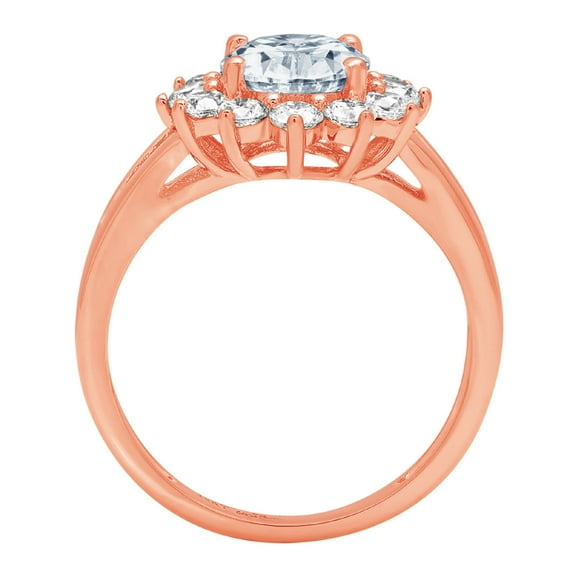 2.72 ct Oval Cut Natural Swiss Blue Topaz Halo Engagement Ring for Women in 14K Rose Gold