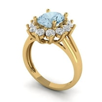 2.72 ct Oval Cut Natural Swiss Blue Topaz Halo Engagement Ring for Women in 18K Yellow Gold