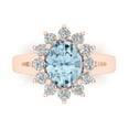 thumbnail image 1 of 2.72 ct Oval Cut Natural Swiss Blue Topaz with Simulated Diamond Halo Accents 14K Rose Gold Womens Engagement Ring, 1 of 5