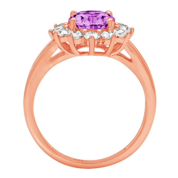2.72 ct Oval Cut Simulated Alexandrite Halo Engagement Ring for Women in 18K Rose Gold