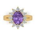 thumbnail image 1 of 2.72 ct Oval Cut Simulated Alexandrite with Simulated Diamond Halo Accents 14K Yellow Gold Womens Engagement Ring, 1 of 5