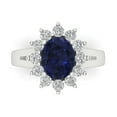 thumbnail image 1 of 2.72 ct Oval Cut Simulated Blue Sapphire Halo Engagement Ring for Women in 18K White Gold, 1 of 5