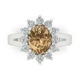 thumbnail image 1 of 2.72 ct Oval Cut Simulated Champagne Diamond Halo Engagement Ring for Women in 18K White Gold, 1 of 5