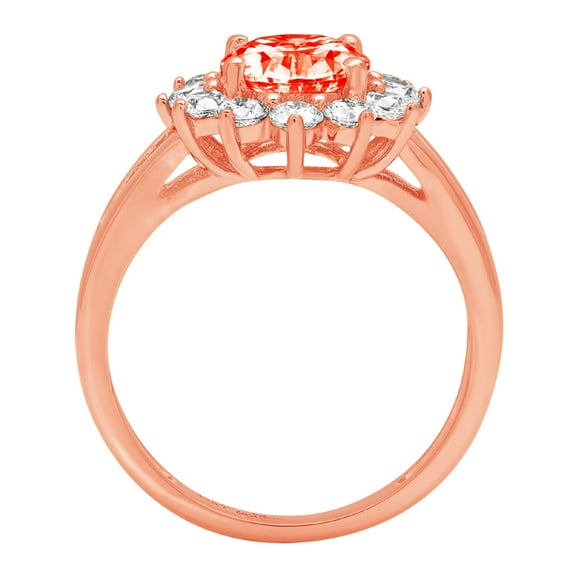 2.72 ct Oval Cut Simulated Red Diamond Halo Engagement Ring for Women in 18K Rose Gold