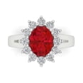 thumbnail image 1 of 2.72 ct Oval Cut Simulated Ruby Halo Engagement Ring for Women in 14K White Gold, 1 of 5
