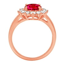 2.72 ct Oval Cut Simulated Ruby Halo Engagement Ring for Women in 18K Rose Gold