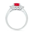 thumbnail image 1 of 2.72 ct Oval Cut Simulated Ruby Halo Engagement Ring for Women in 18K White Gold, 1 of 2