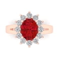 thumbnail image 1 of 2.72 ct Oval Cut Simulated Ruby with Simulated Diamond Halo Accents 14K Rose Gold Womens Engagement Ring, 1 of 5