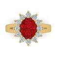 thumbnail image 1 of Clara Pucci 14K Yellow Gold Solid Gold Ruby Halo Anniversary Ring for Women - 2.72 cttw Oval Cut, 1 of 7