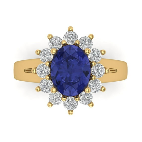 Clara Pucci 14K Yellow Gold 2.72ct Tanzanite Halo Ring for Women