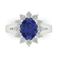 thumbnail image 1 of 2.72 ct Oval Cut Simulated Tanzanite with Simulated Diamond Halo Accents 18K White Gold Womens Engagement Ring, 1 of 5