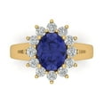 thumbnail image 1 of 2.72 ct Oval Cut Simulated Tanzanite with Simulated Diamond Halo Accents 18K Yellow Gold Womens Engagement Ring, 1 of 5