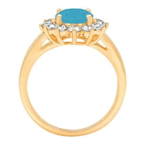 2.72 ct Oval Cut Simulated Turquoise Halo Engagement Ring for Women in 14K Yellow Gold