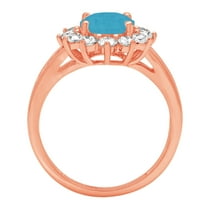 2.72 ct Oval Cut Simulated Turquoise Halo Engagement Ring for Women in 18K Rose Gold