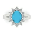 thumbnail image 1 of 2.72 ct Oval Cut Simulated Turquoise Halo Engagement Ring for Women in 18K White Gold, 1 of 5