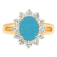 thumbnail image 1 of 2.72 ct Oval Cut Simulated Turquoise with Simulated Diamond Halo Accents 14K Yellow Gold Womens Engagement Ring, 1 of 3