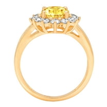 2.72 ct Oval Cut Simulated Yellow Diamond Halo Engagement Ring for Women in 18K Yellow Gold