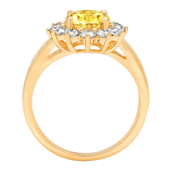 2.72 ct Oval Cut Simulated Yellow Diamond Halo Engagement Ring for Women in 18K Yellow Gold