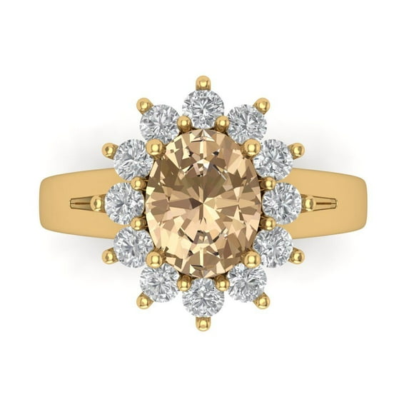Clara Pucci 14K Yellow Gold 2.72ct YellowMoissanite Halo Ring for Women