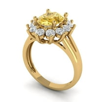 2.72 ct Oval Cut Yellow Moissanite Halo Engagement Ring for Women in 14K Yellow Gold