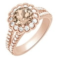 thumbnail image 1 of AFFY (2.72 cttw) Simulated Pink Morganite & White Natural Diamond Split Shank Engagement Wedding Ring In 14k Rose Gold With Ring Size 13, 1 of 1