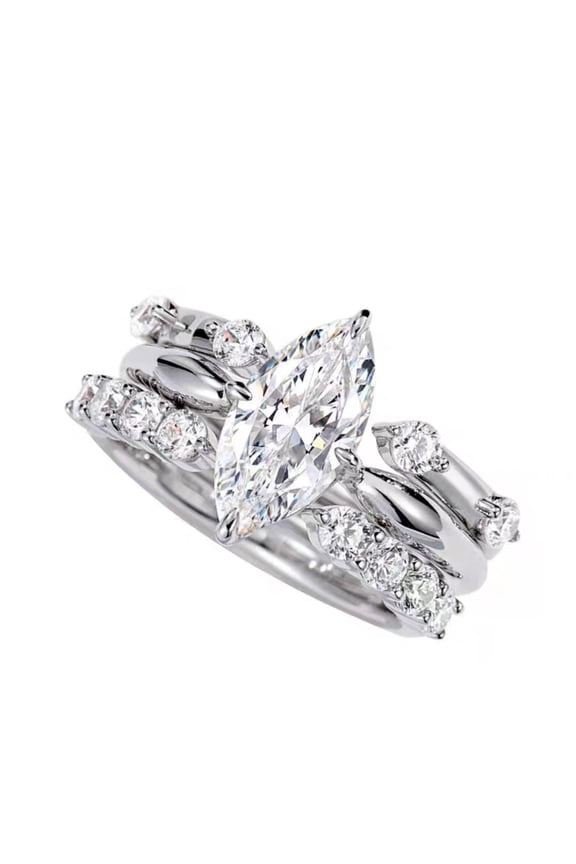 2.72CTTW Moissanite Rings for Women Engagement Ring Set D Color VVS1 925 Sterling Silver Bridal Wedding Ring Sets Jewelry Size 5-9