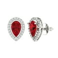 thumbnail image 1 of 2.72 ct Screw-Back Stud Earrings for Women | 8x5mm Pear Cut Simulated Pink Tourmaline | 18K White Gold, 1 of 5