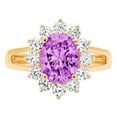 thumbnail image 1 of 2.72 ct Oval Cut Simulated Alexandrite with Simulated Diamond Halo Accents 14K Yellow Gold Womens Engagement Ring, 1 of 3