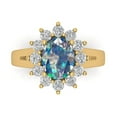 thumbnail image 1 of 2.72 ct Oval Cut Blue Moissanite with Simulated Diamond Halo Accents 18K Yellow Gold Womens Engagement Ring, 1 of 5