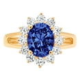 thumbnail image 1 of 2.72 ct Oval Cut Simulated Tanzanite with Simulated Diamond Halo Accents 18K Yellow Gold Womens Engagement Ring, 1 of 4